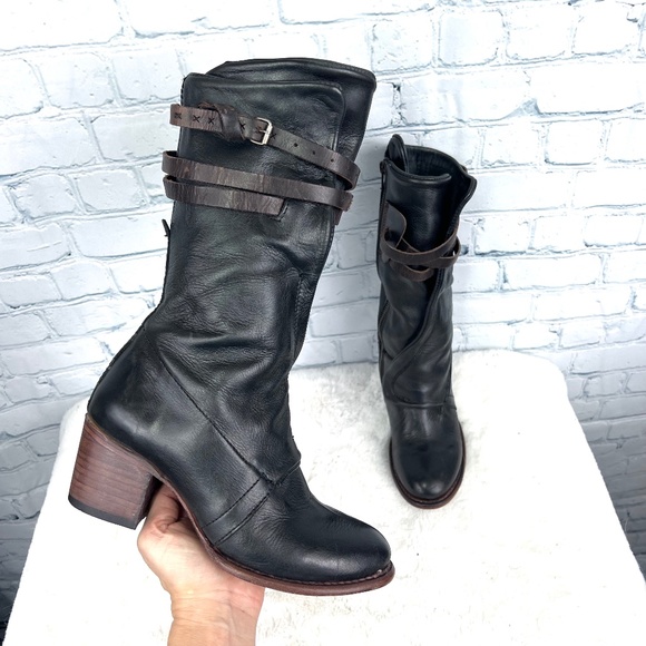 Freebird by Steven Shoes - |•FREEBIRD🦅BY STEVEN•| CADEN Leather Mid Calf Heeled Strappy Boots 7